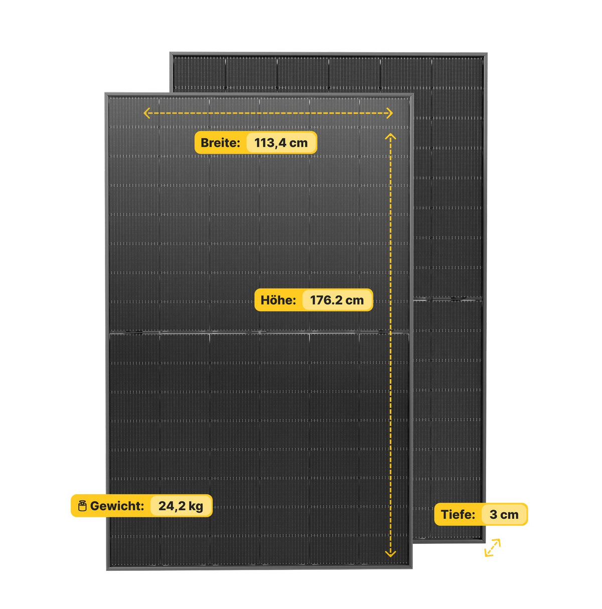 Solakon 450W Bifazial Glas-Glas Solarmodul | N-Type Full Black | 2er Set (900W Gesamt)